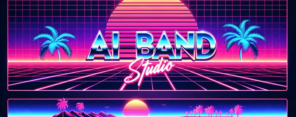 AI Band Studio synthwave banner