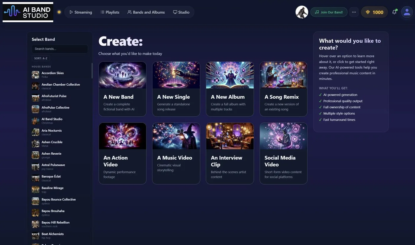 Band creation